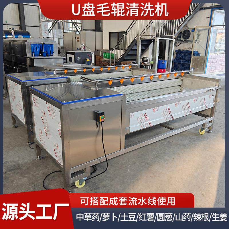板栗甘栗仁脱衣毛刷清洗机生姜脱皮莲藕清洗设备萝卜毛辊清洗机