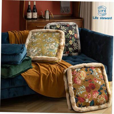 复古毛边沙发靠枕抱枕坐垫Vintage Rugged Sofa Cushion Pillow