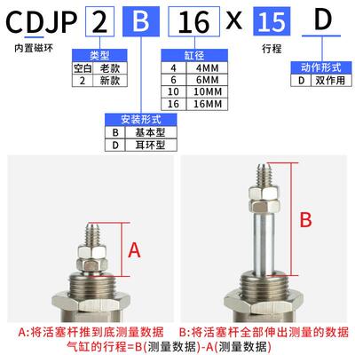 小微型CDJPD/CDJP2D针形气缸CDJP2B/CDJPB6/10/15-5-10-15D