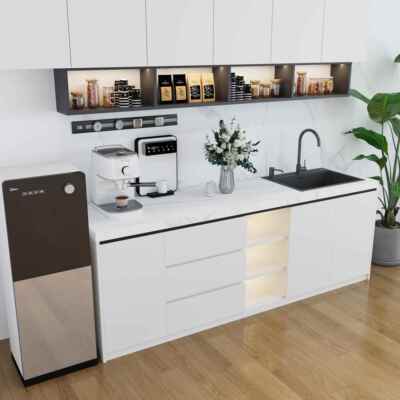 办公室靠墙水吧台一体柜商用奶茶店公司吧台带水槽阳台餐柜定制