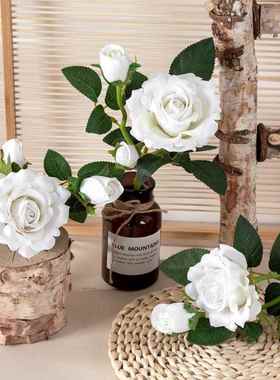 新款直销如意玫瑰假花 绒布仿真花婚庆用品家居装饰绢花MW03335