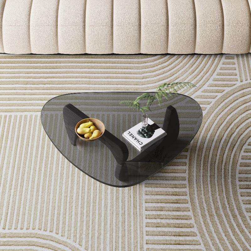 钢化玻璃实木茶几客厅家用小户型现代轻奢简约创意意式极简