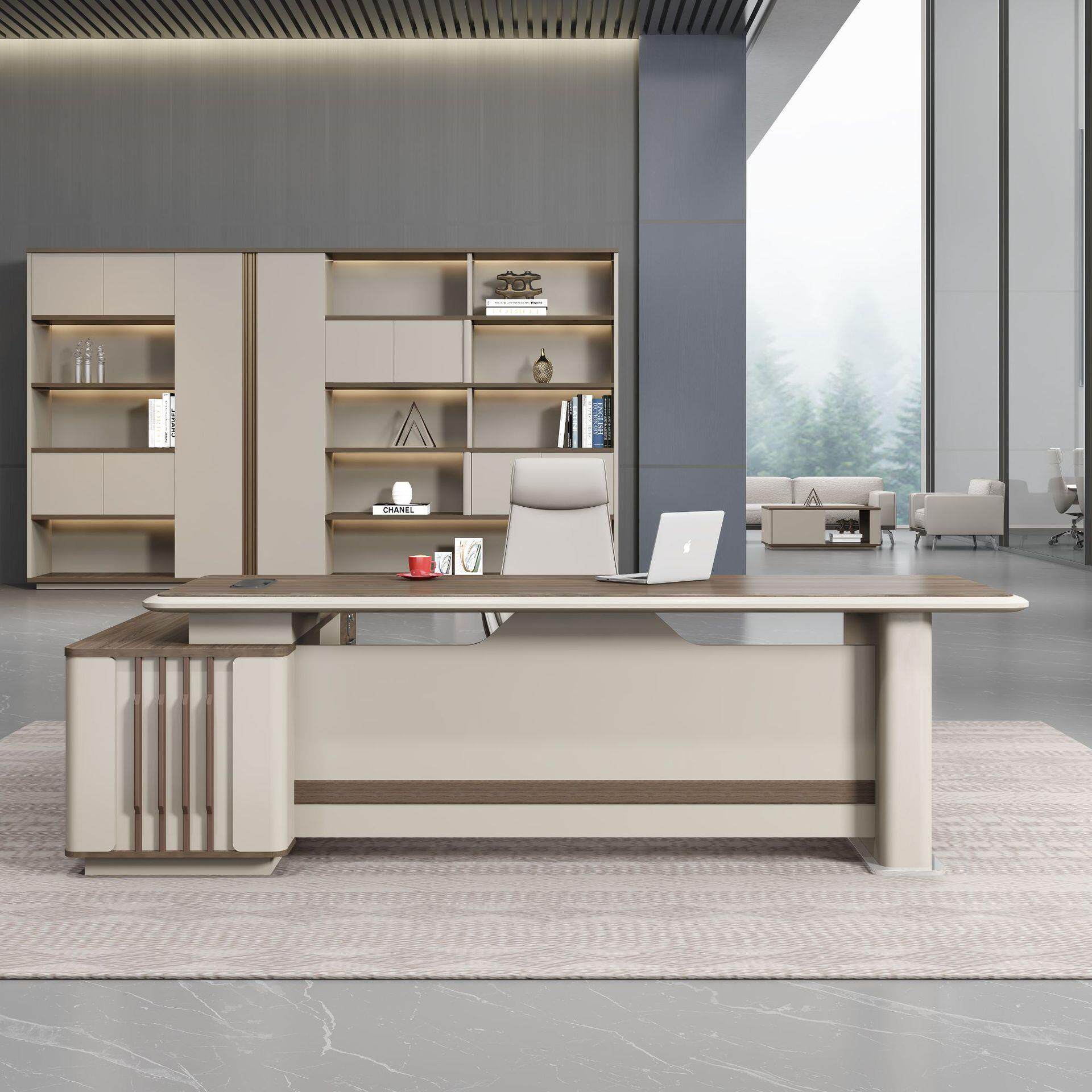 老板桌烤漆班台大班桌经理桌主管桌总裁桌简约现代轻奢风格大班台