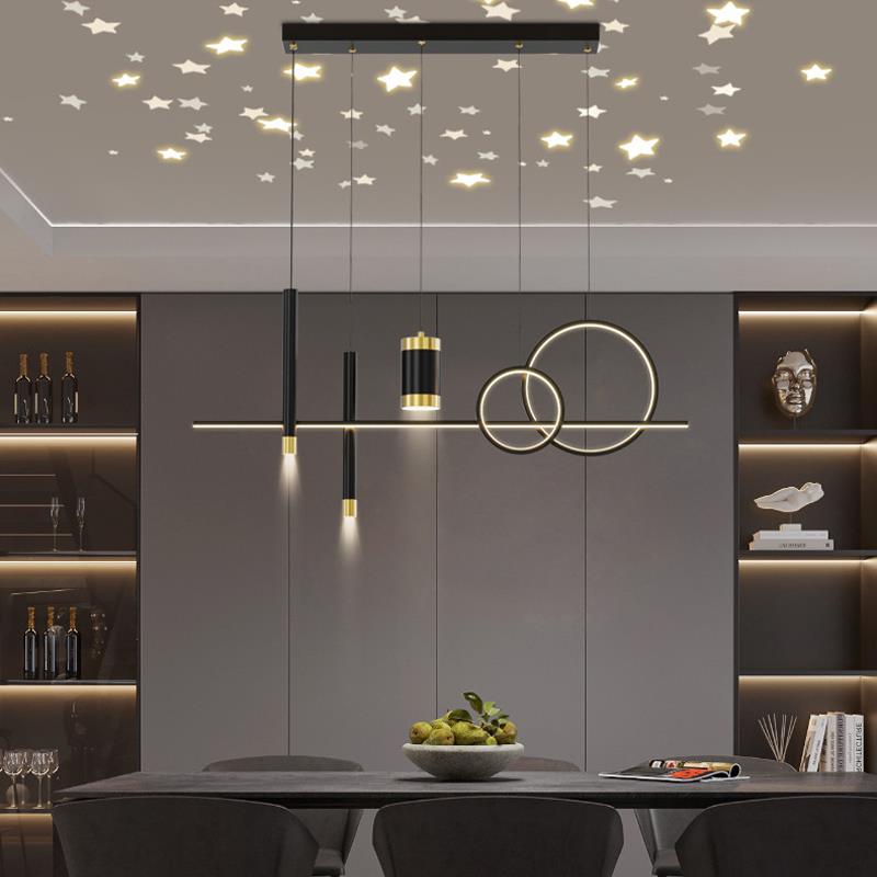 星空灯风格餐厅灯吊灯新款北欧现代简约长条灯吧台灯创意个性灯具