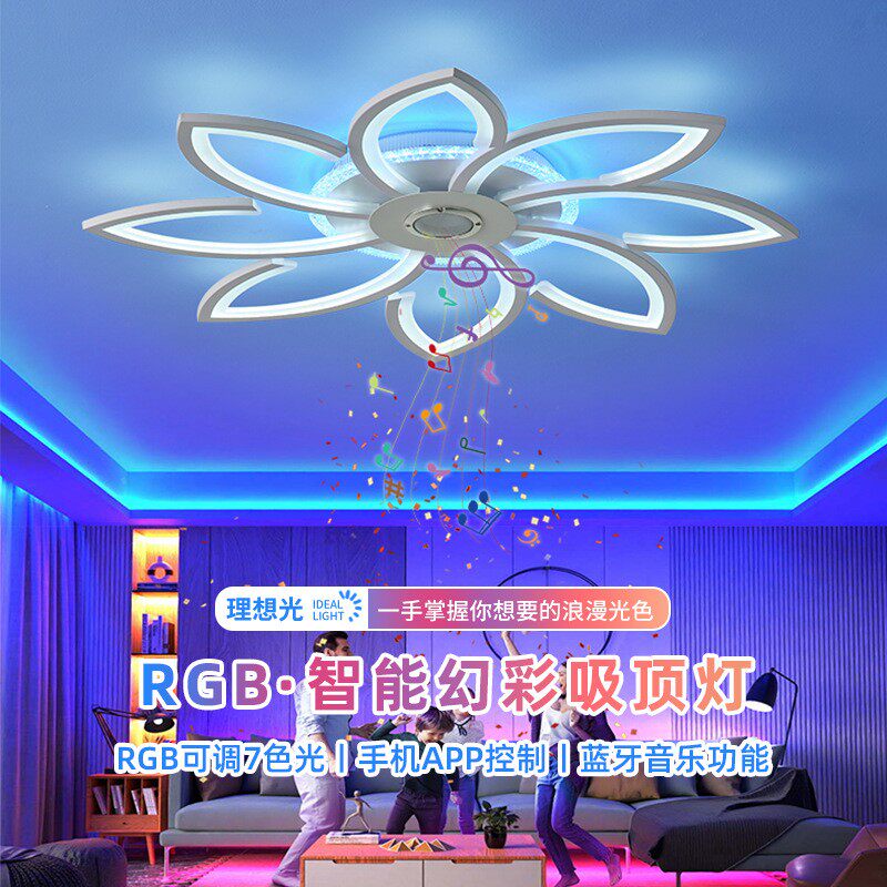 音乐吸顶灯智能蓝牙家用灯氛围灯音箱灯RGB七彩灯跨境智能音乐灯