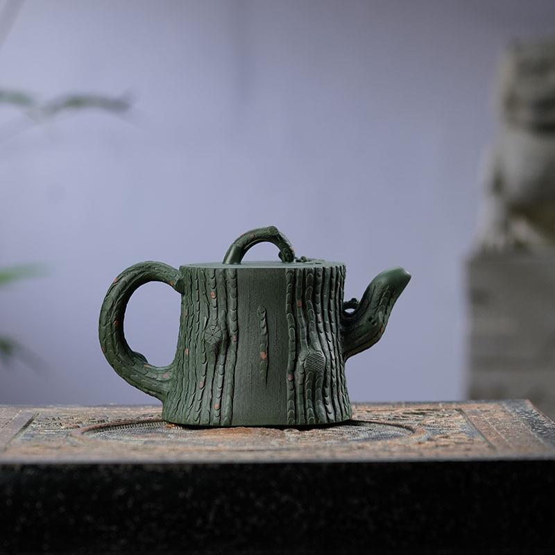 雨中砂紫砂壶松桩壶原矿绿泥茶壶大号花器壶茶具一件起批常月红