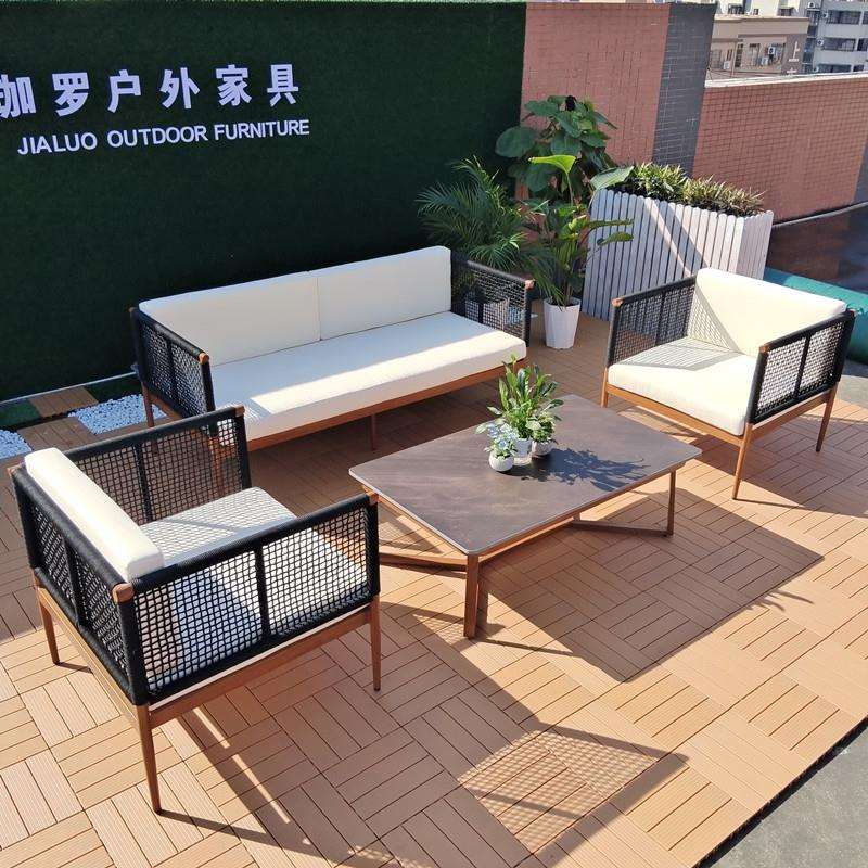 别墅户外沙发庭院铝合金藤编室外组合家具园林景观设计座椅休闲凉