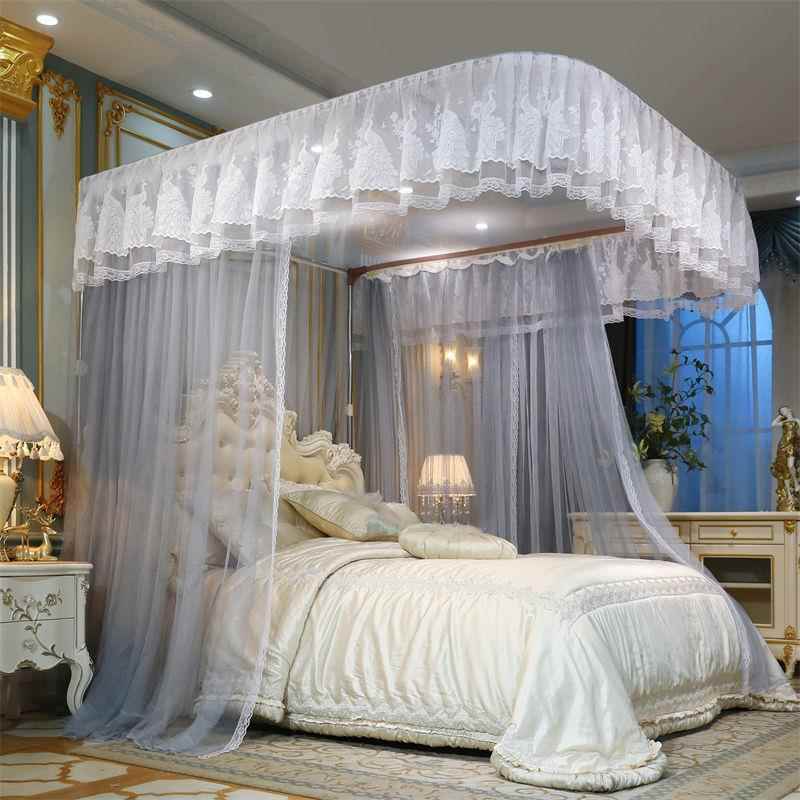 开蚊帐轨加粗支架双人家用帐CMB纱加密1.5m1.道8米2m床三门公主梦