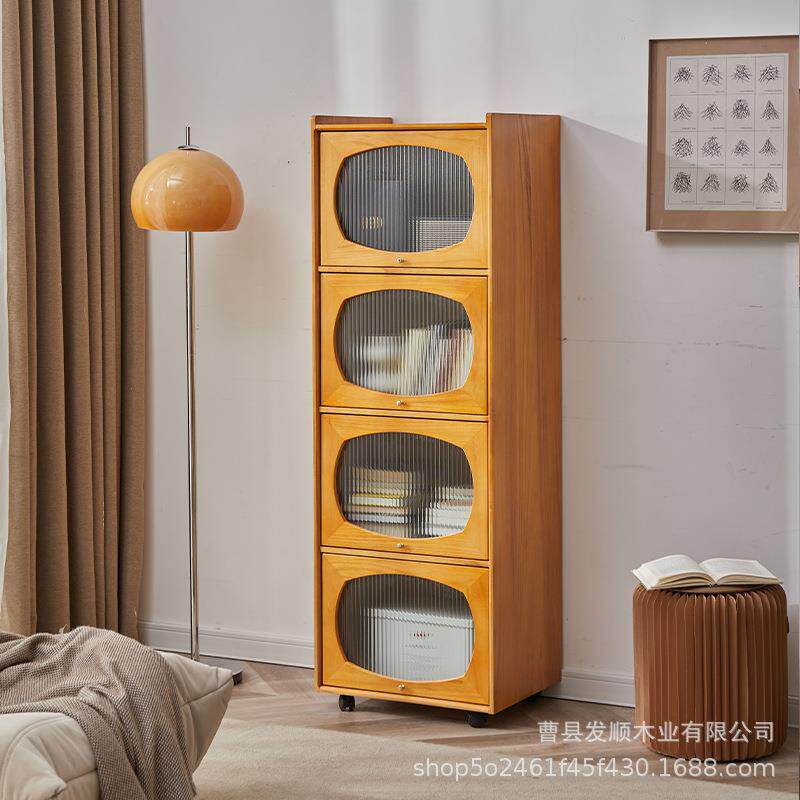 书架置物架落地客厅简易储物柜靠墙卧室展示柜透明带门收纳防尘柜