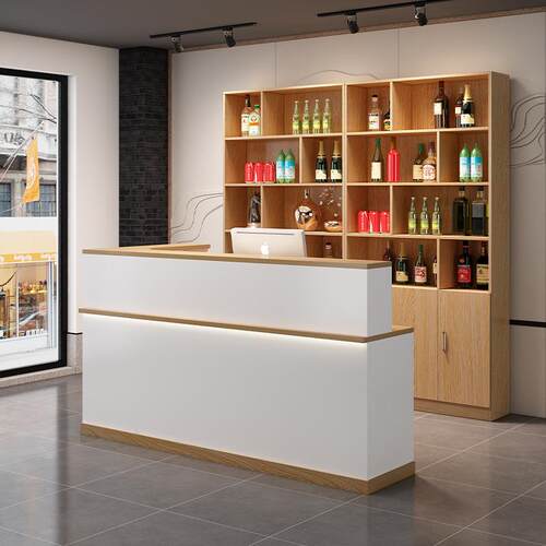 酒柜一体前台接待台店铺小型简约现代转角新品饭店吧台收银台柜台