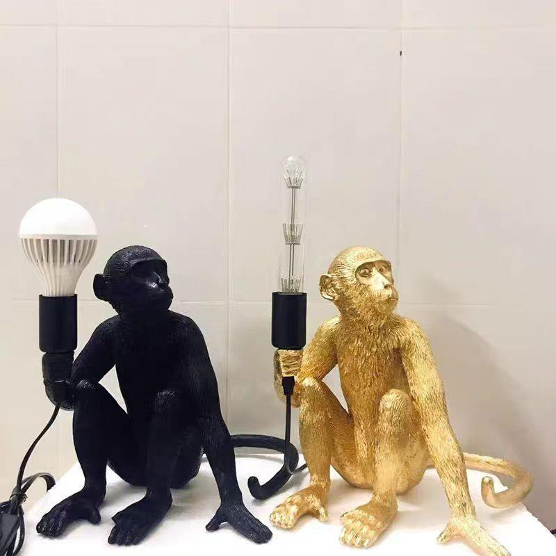 新品北欧树脂小夜灯音乐餐厅酒吧烧烤店装饰灯动物猴子台灯落地灯