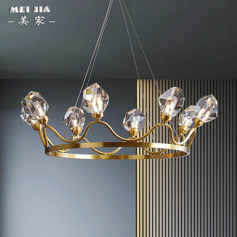 全铜现代水晶客厅餐厅吊灯卧室房间灯简约大气轻奢大厅书房吊灯具