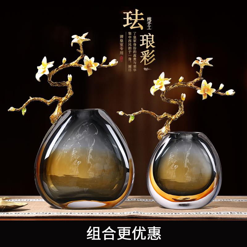 高档珐琅客彩轻奢高档花瓶摆件中乔迁高级厅高端大气上档次式入户