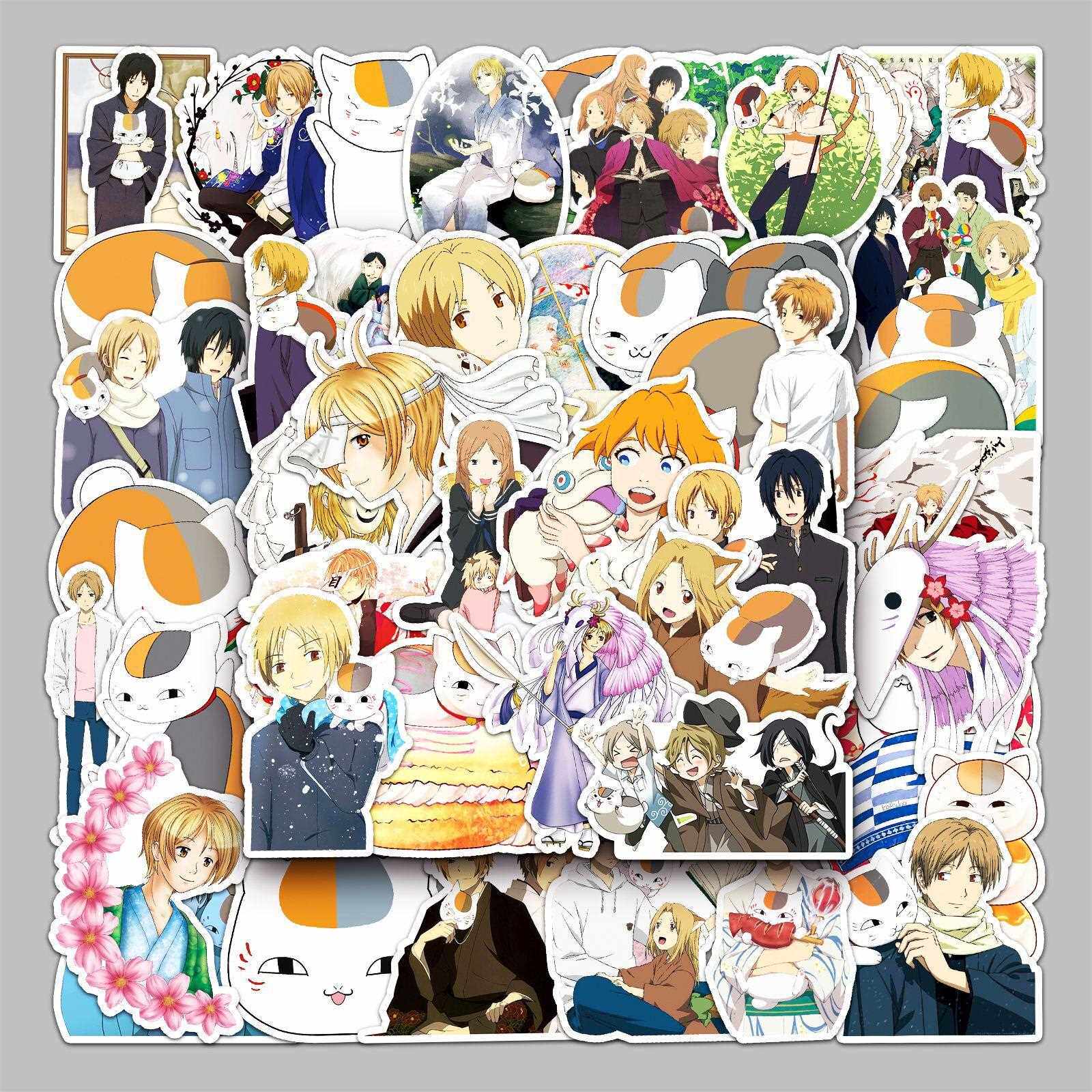 直销新款50张夏目友人帐行李箱贴纸防水涂鸦贴纸滑板车 电脑平板