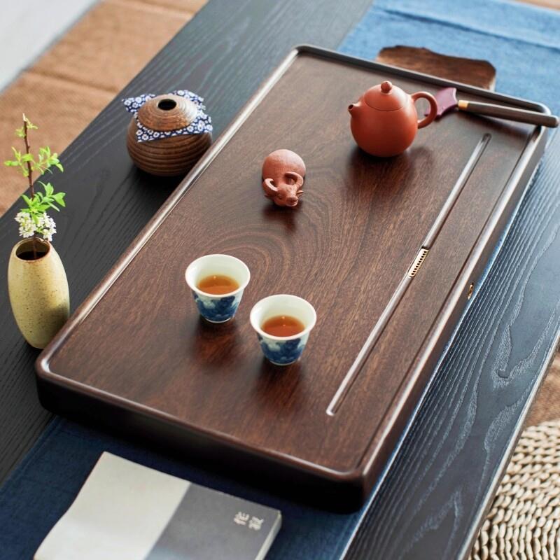 茶盘2026新款家用整块乌檀木实木茶托盘 小型茶台茶具干泡台茶海