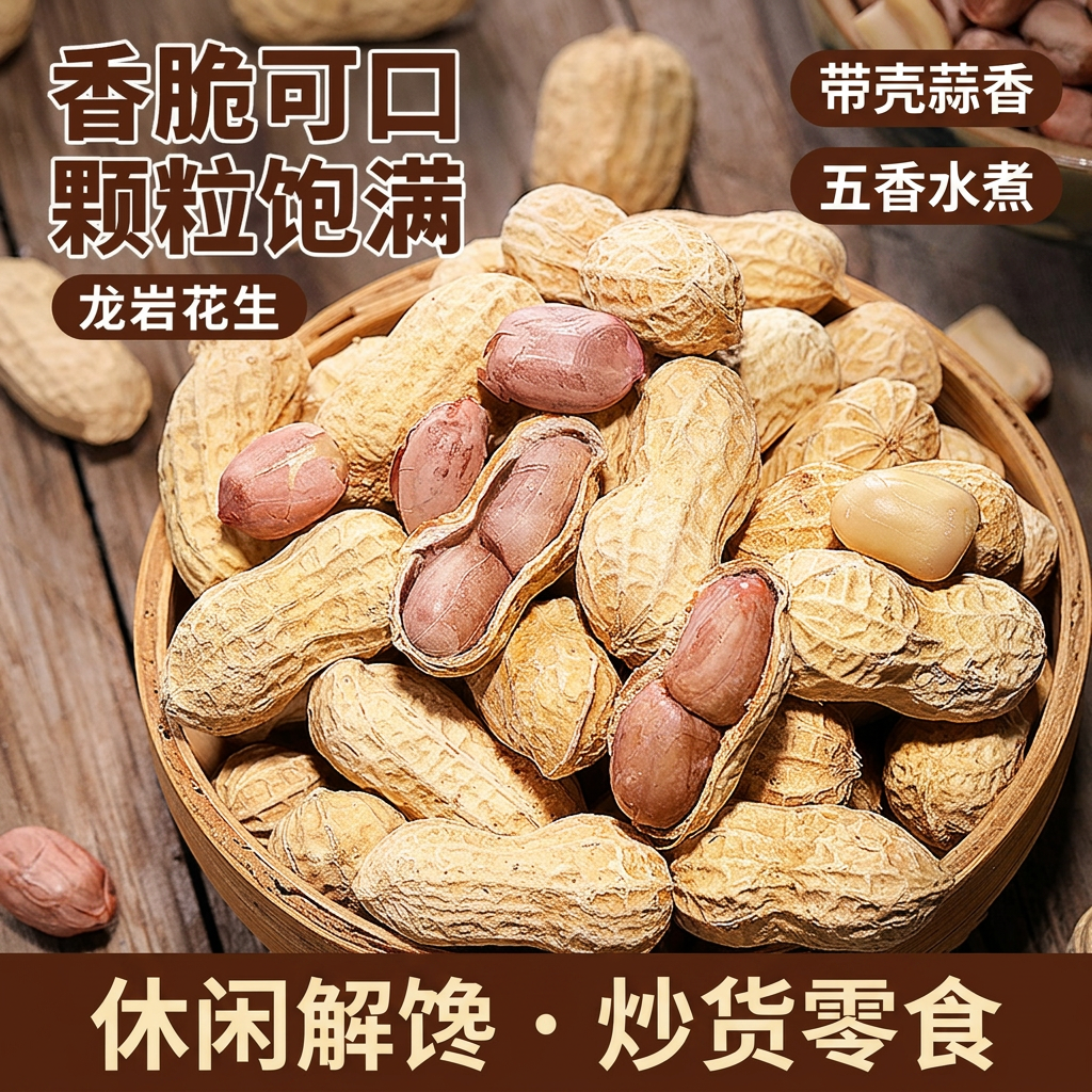 比比赞五香花生带壳蒜香水煮炒货小包装解馋零食休闲小吃食品
