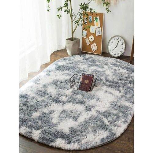 Modern Oval Carpet Living Room Soft Fluffy Thick Bedside