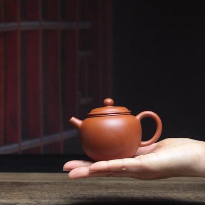 宜兴紫砂壶巨轮珠纯手工原矿朱泥小茶壶迷你单个一人用160ml