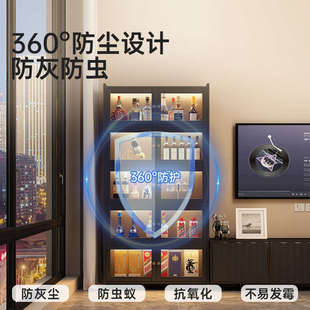 简易靠墙玻璃门家用客厅大容量红酒白酒置物架 展示柜酒柜2024新款