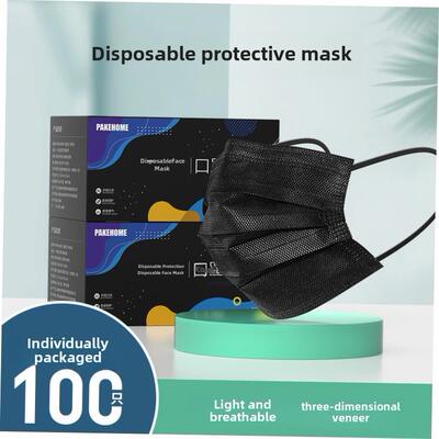 50Pcs Black Face Mask Surgical Disposable 3 Layers Medical