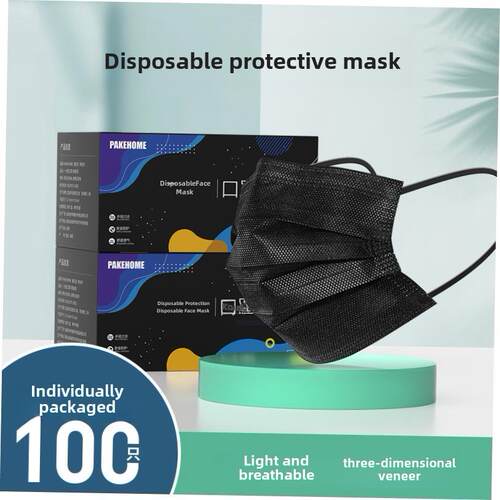 50Pcs Black Face Mask Surgical Disposable 3 Layers Medical