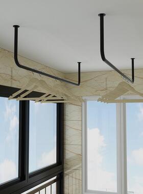 固定阳台墙室内户吊顶晾杆上单式杠1N挂衣铁艺被挂衣杆外F755M98H