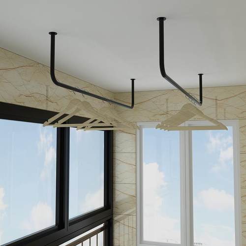 固定阳台墙室内户吊顶晾杆上单式杠1N挂衣铁艺被挂衣杆外F755M98H