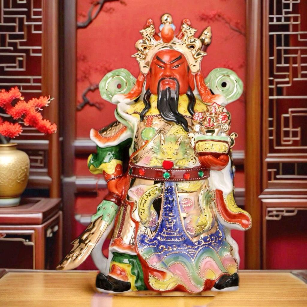 横刀关二爷神像武财神关公像背刀财神爷佛像陶瓷招财开业乔迁摆件