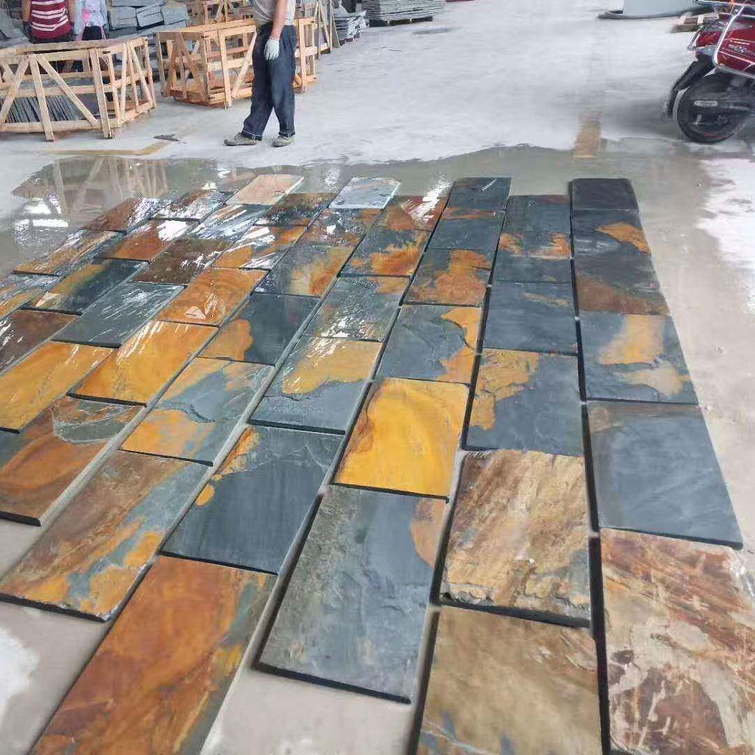 天然青石板防滑青色锈色地砖文化石仿古院子酒店民宿花园广场地砖