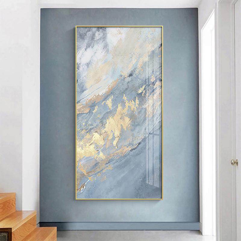 蓝色轻奢抽象玄关装饰画现代简约入户走廊过道竖版挂画沙发背景墙,家居饰品,现代装饰画,淘宝优惠券,粉丝福利购,淘宝优惠卷
