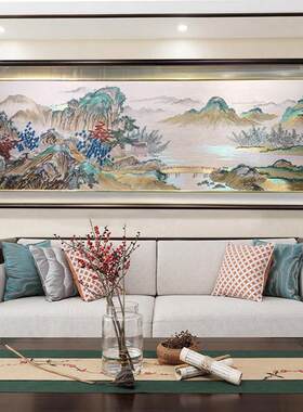 织锦绣客厅背景东墙挂画装饰画办公室山水画靠山挂画富春山居图画