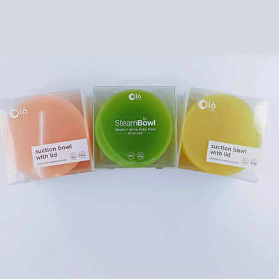 olababy欧拉宝贝食品级硅胶吸盘分格餐盘   辅食吸盘碗