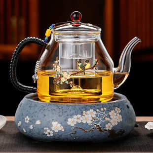 送礼 居友家玻璃茶壶大容量蒸汽煮茶器电陶炉家用办公高档茶具套装