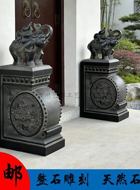 石雕门墩抱鼓石一对青石仿古小象貔貅麒麟门鼓石门当石鼓家用摆件