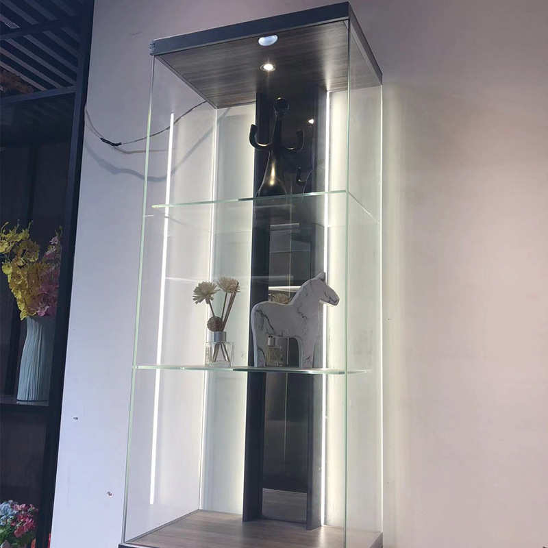 轻奢铝合金边框玻璃门壁挂柜简约带灯客厅展示收纳置物架水晶吊柜