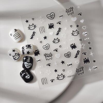 Love Cat 5D Nail Art Stickers 可爱猫咪美甲贴纸指甲饰品贴花