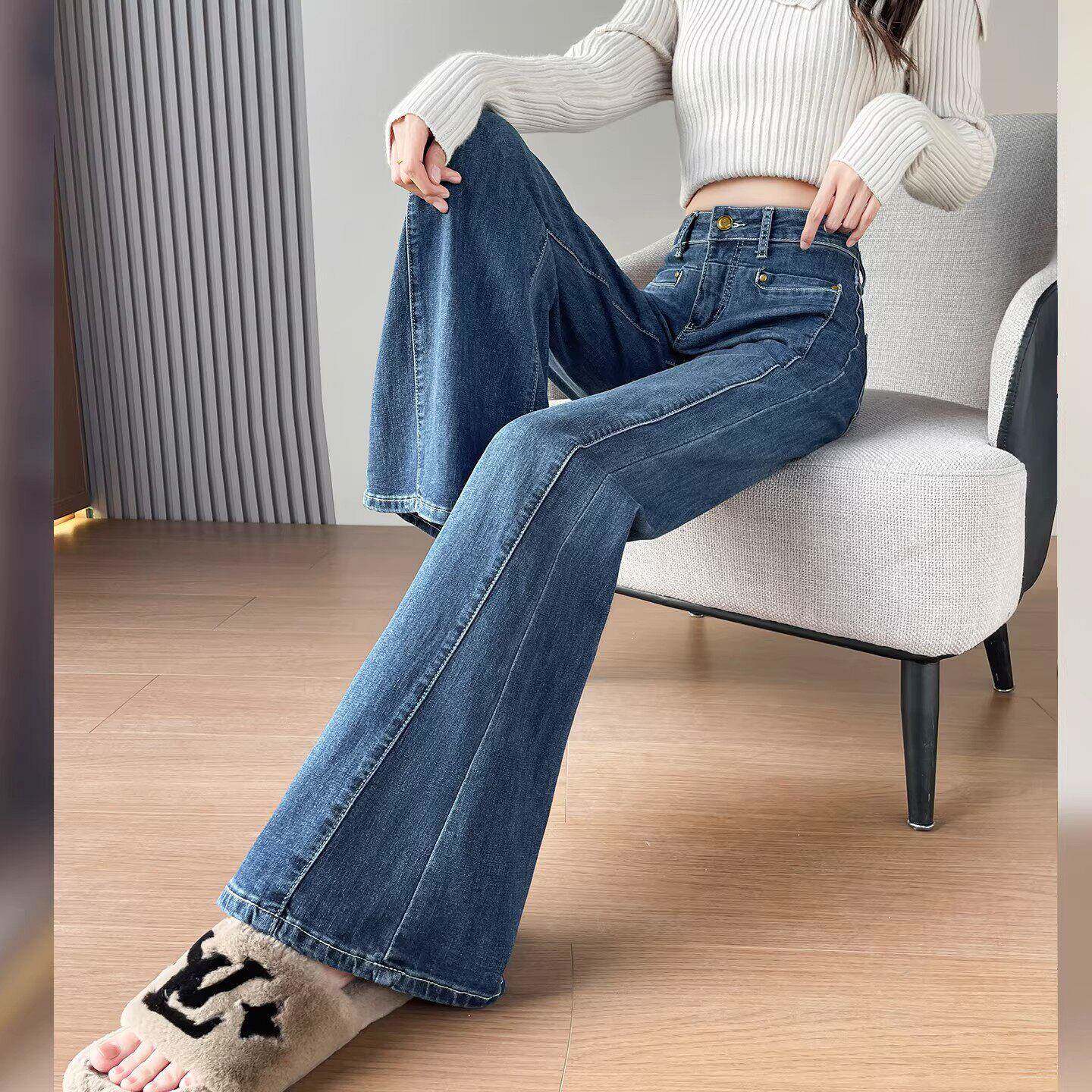 复古微喇牛仔裤女2026春秋新款高腰显瘦修身小个子九分马蹄喇叭裤