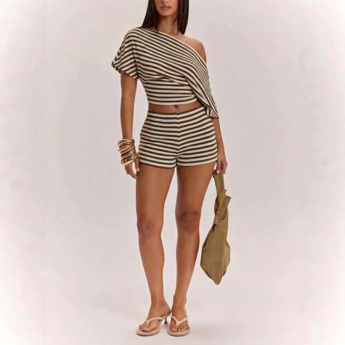 Popular TikTok striped two-piece set for Women - off