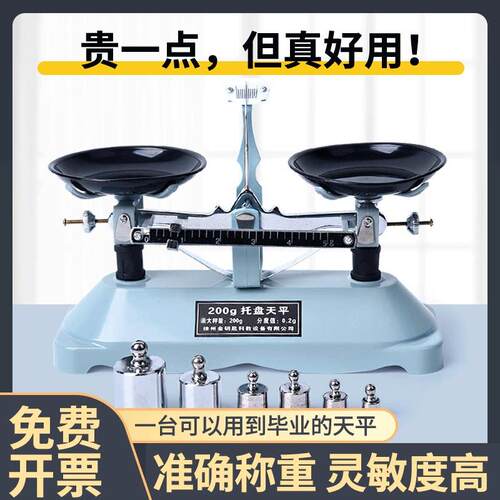天平秤教具初中托盘天平物理实验100g200g500g1000克含砝码学生高