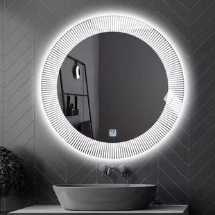 大利智能发意光浴室镜子led带灯罩卫生间镜挂墙圆镜849壁挂术艺补
