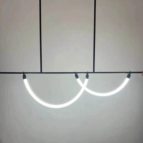 新北欧极简轻奢餐厅吊灯现代简约线条长条吧台展厅餐桌设计师灯具