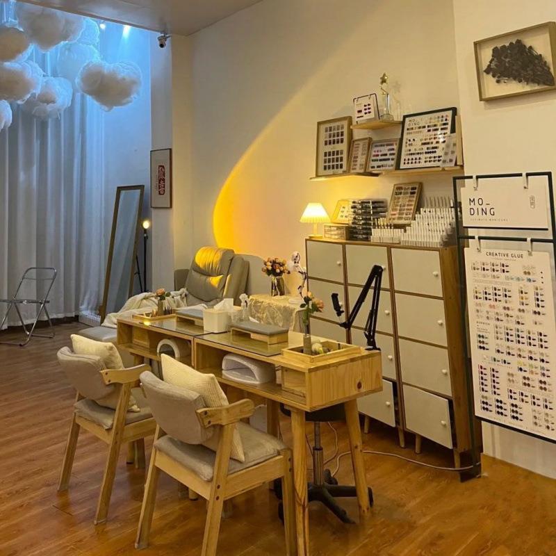 实木美甲桌子吸尘器嵌式日式网单人679美甲桌小型红美甲桌椅工作