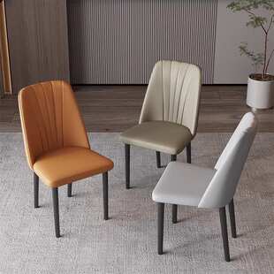 餐桌椅子家用猫抓皮软包靠背椅子高级感轻奢意式极简约吃饭圆桌椅