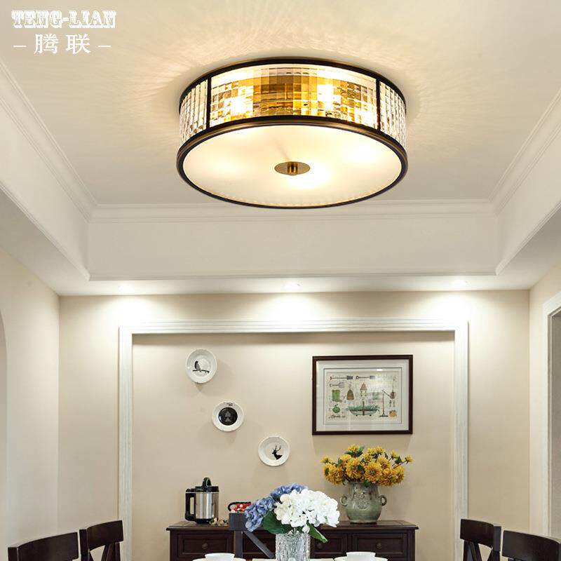卧室全铜吸顶灯美式房间餐厅客厅过道创意吸顶灯复式楼门口楼梯灯