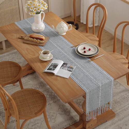 Rustic Table Runner Tassels Wedding Dining 新年桌旗沙龙桌布