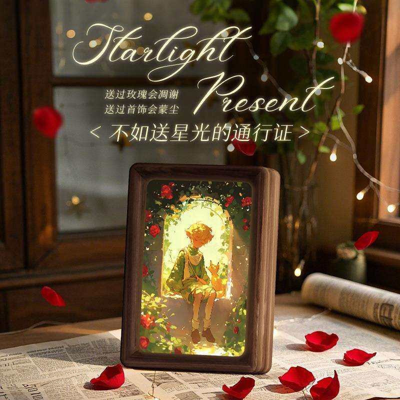 欧式古典音响画 中古风书房岛台小众艺术桌面装饰画灯光音响画