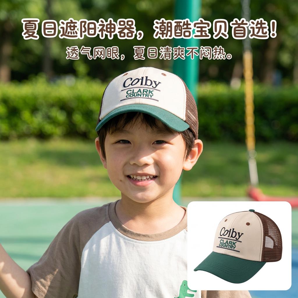 男子儿童帽子户外遮阳帽薄款防晒帽2026新款夏季太阳帽宝宝鸭舌帽