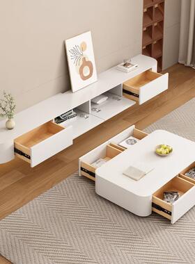 J*岩现代简约客厅实木壁挂式吊柜小户型极简悬浮板悬空电视柜