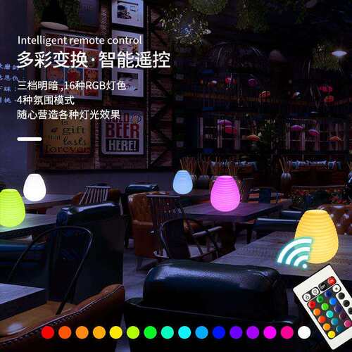 led发光蜂窝螺纹灯手提小夜灯爆款跨境露营简约时尚创意遥控灯笼