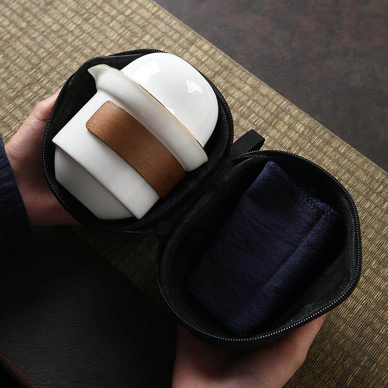新款直销便携式旅行茶具白瓷套装户外旅游泡茶喝茶随行快客杯一壶